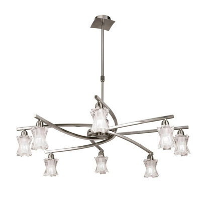 Luminosa Lighting Luminosa Alaska Pendant Convertible To Semi Flush 8 Light L1/sgu10Satin Nickel from B&Q