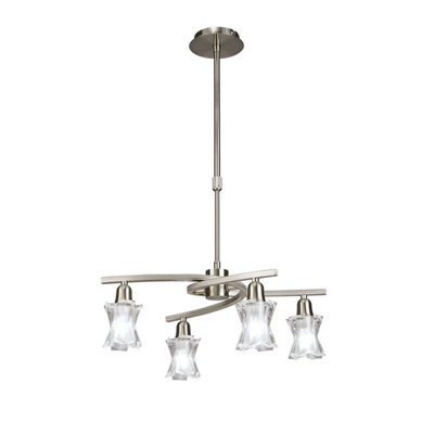 Luminosa Lighting Luminosa Alaska Pendant Convertible To Semi Flush 4 Light L1/sgu10Satin Nickel from B&Q