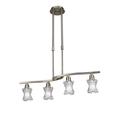 Luminosa Lighting Luminosa Alaska Telescopic 4 Light L1Sgu10 BarSatin Nickel from B&Q
