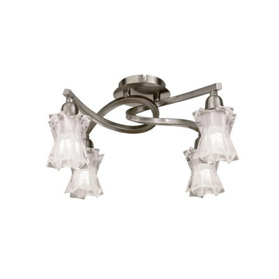 Luminosa Lighting Luminosa Alaska Ceiling 4 Light L1/sgu10Satin Nickel from B&Q