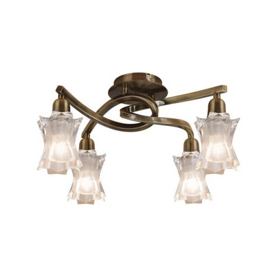 Luminosa Lighting Luminosa Alaska Ceiling 4 Light L1/sgu10Antique Brass from B&Q