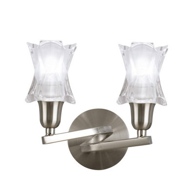 Luminosa Lighting Luminosa Alaska Wall Lamp Switched 2 Light L1/sgu10Satin Nickel from B&Q