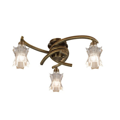 Luminosa Lighting Luminosa Alaska Ceiling 3 Light L1/sgu10Antique Brass from B&Q