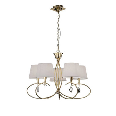 Luminosa Lighting Luminosa Mara Pendant 5 Light E14French Gold With Ivory White Shades from B&Q
