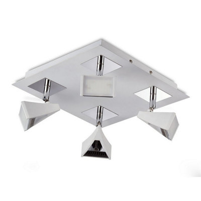 Luminosa Lighting Luminosa Filippo Spot Light 4 Light Led Square 20W 3000K1750LmMatt White/polished Chrome from B&Q