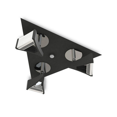 Luminosa Lighting Luminosa Filippo Spot Light 3 Light Led Triangular 15W 3000K1350LmMatt Black/polished Chrome from B&Q
