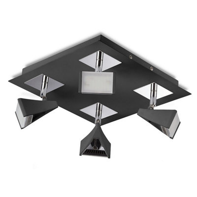 Luminosa Lighting Luminosa Filippo Spot Light 4 Light Led Square 20W 3000K1750LmMatt Black/polished Chrome from B&Q