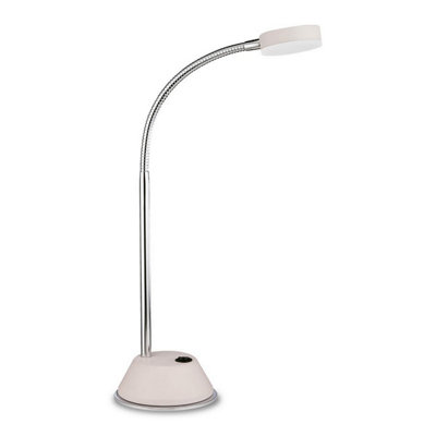 Luminosa Lighting Luminosa Tobias Table Lamp 1 Light 3W Led 3000K300LmMatt White/frosted Acrylic/polished Chrome from B&Q