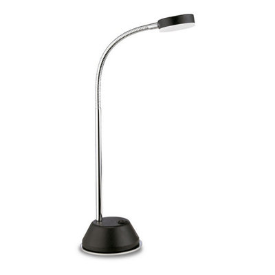 Luminosa Lighting Luminosa Tobias Table Lamp 1 Light 3W Led 3000K300LmMatt Black/frosted Acrylic/polished Chrome from B&Q
