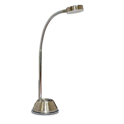 Luminosa Lighting Luminosa Tobias Table Lamp 1 Light 3W Led 3000K300LmSatin Nickel/frosted Acrylic/polished Chrome from B&Q