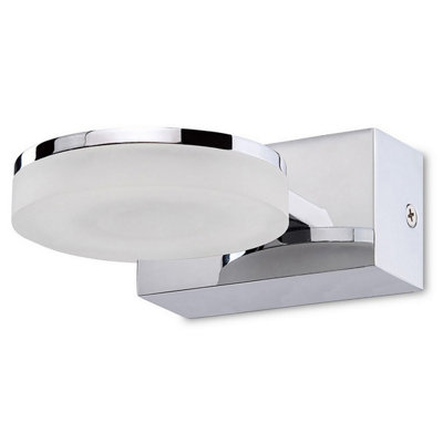 Luminosa Lighting Luminosa Nimbus Wall Lamp 1 Light 5W Led 3000K450LmPolished Chrome/frosted Acrylic from B&Q