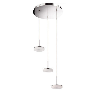 Luminosa Lighting Luminosa Nimbus 3 Drop Pendant 3 Light 15W Led 3000K1350LmPolished Chrome/frosted Acrylic3Yrs Warranty from B&Q