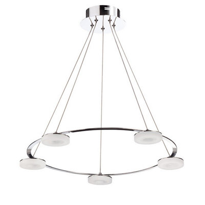 Luminosa Lighting Luminosa Nimbus Pendant 5 Light 25W Led 3000K2200LmPolished Chrome/frosted Acrylic from B&Q