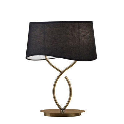 Luminosa Lighting Luminosa Ninette Table Lamp 2 Light E14 LargeAntique Brass With Black Shade from B&Q