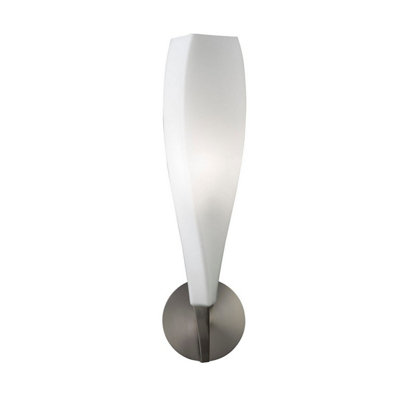 Luminosa Lighting Luminosa Neo Wall Lamp Switched 1 Light E27Satin Nickel/frosted White Glass from B&Q