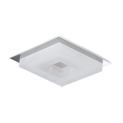 Luminosa Lighting Luminosa Marcel Recessed Down Light 6W Led Square 3000K Ip44550LmPolished Chrome/frosted AcrylicDriver Included from B&Q