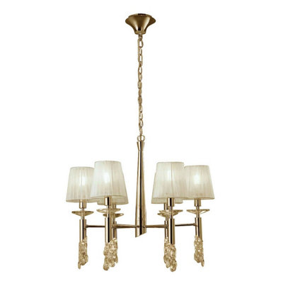 Luminosa Lighting Luminosa Tiffany Pendant 6+6 Light E14+G9French Gold With Cream Shades & Clear Crystal from B&Q