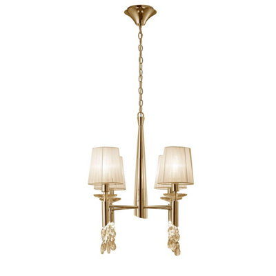 Luminosa Lighting Luminosa Tiffany Pendant 4+4 Light E14+G9French Gold With Cream Shades & Clear Crystal from B&Q