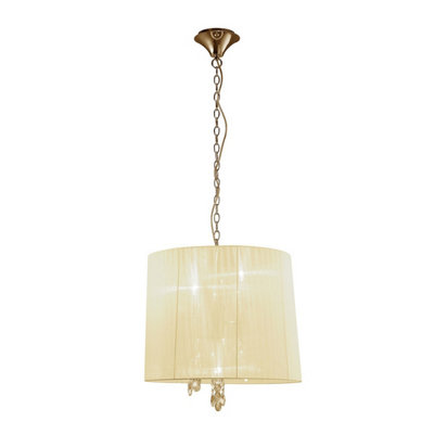 Luminosa Lighting Luminosa Tiffany Pendant 3+3 Light E14+G9French Gold With Cream Shade & Clear Crystal from B&Q