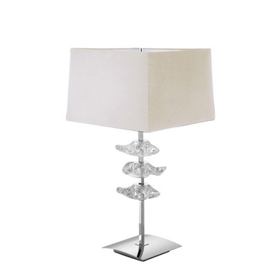 Luminosa Lighting Luminosa Akira Table Lamp 2 Light E27Polished Chrome With Cream Shade from B&Q