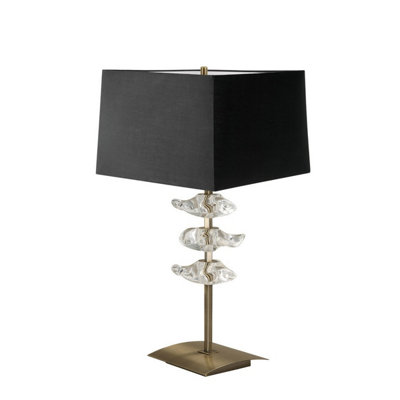 Luminosa Lighting Luminosa Akira Table Lamp 2 Light E27Antique Brass With Black Shade from B&Q