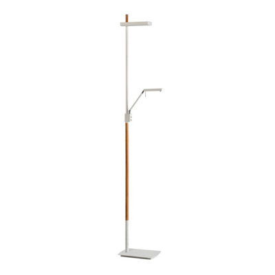 Luminosa Lighting Luminosa Phuket Floor Lamp 2 Light 21W Down 7W Up Led 3000K3000LmTouch DimmerMatt White / Beech from B&Q