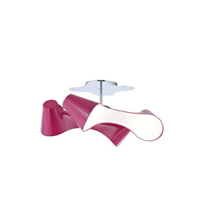 Luminosa Lighting Luminosa Ora Rectangular Ceiling 2 Arm 4 Light E27Gloss Purple/polished Chrome from B&Q