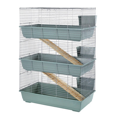 B&Q -  Rabbit 100 Triple Cage Indoor For Rabbits & Guinea Pigs Beige