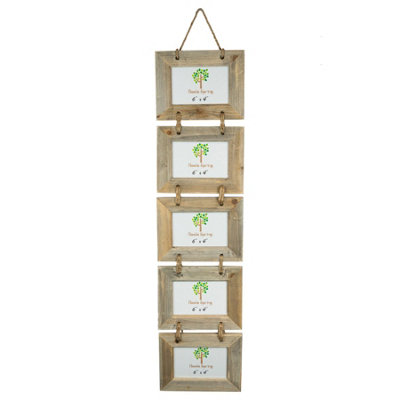 B&Q -  Rustic Wooden Hanging 5 Photo Frame6 X 4"Natural