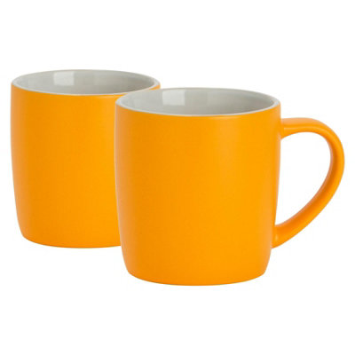 Argon Tableware 350Ml Matt Coloured Coffee MugsYellowSet Of 2Ceramic Stoneware Latte Cappuccino Cups Hot Chocolate Cups from B&Q