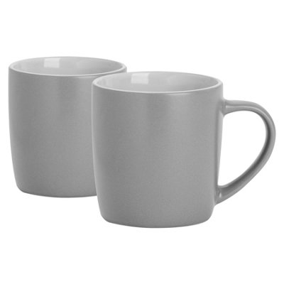 Argon Tableware 350Ml Matt Coloured Coffee MugsGreySet Of 2Ceramic Stoneware Latte Cappuccino Cups Hot Chocolate Cups from B&Q