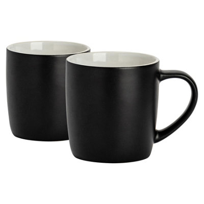 Argon Tableware 350Ml Matt Coloured Coffee MugsBlackSet Of 2Ceramic Stoneware Latte Cappuccino Cups Hot Chocolate Cups from B&Q