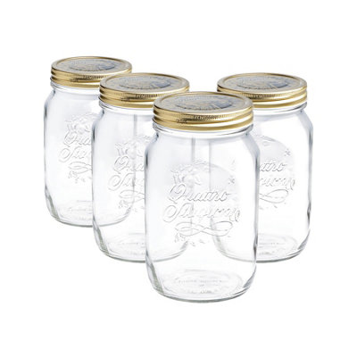 Bormioli Rocco Quattro Stagioni Glass Preserving Jars - 1L - Clear - Pack Of 4