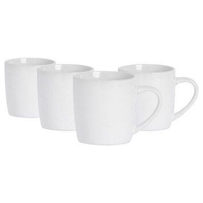 Argon Tableware 350Ml Coloured Coffee MugsWhiteSet Of 4Gloss Ceramic Stoneware Latte Cappuccino Cups Hot Chocolate Cups from B&Q