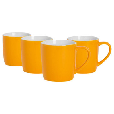 Argon Tableware 350Ml Coloured Coffee MugsYellowSet Of 4Gloss Ceramic Stoneware Latte Cappuccino Cups Hot Chocolate Cups from B&Q