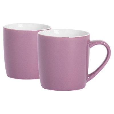 Argon Tableware 350Ml Coloured Coffee MugsPurpleSet Of 2Gloss Ceramic Stoneware Latte Cappuccino Cups Hot Chocolate Cups from B&Q