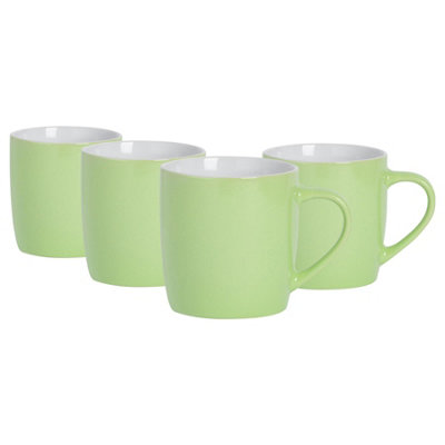 Argon Tableware 350Ml Coloured Coffee MugsGreenSet Of 4Gloss Ceramic Stoneware Latte Cappuccino Cups Hot Chocolate Cups from B&Q