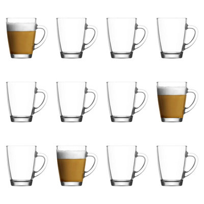 LAV Glassware Lav 12X Vega Glass Coffee Mugs300Ml Tea Latte Cappuccino Hot Chocolate Drink Drinking Glasses Cups Set With Handle from B&Q