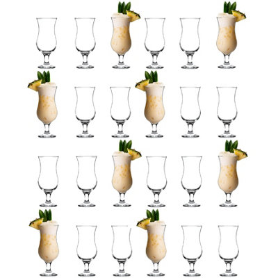LAV Glassware Lav 24X Fiesta Pina Colada Glasses390Ml Large Tall Hurricane Pineapple Martini Milkshake Party Drinking Glass Set from B&Q