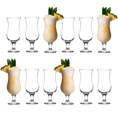 LAV Glassware Lav 12X Fiesta Pina Colada Glasses390Ml Large Tall Hurricane Pineapple Martini Milkshake Party Drinking Glass Set from B&Q