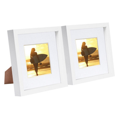 Nicola Spring 8 X 8" Photo FramesWhite Mount 3D Photo Frame Picture Frame Box Portrait Display Case & Spacer (22.5 X 22.5Cm) X2 from B&Q
