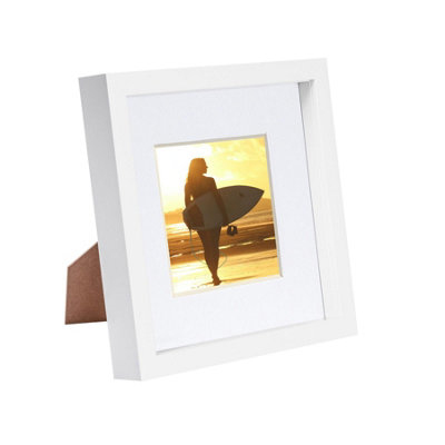 Nicola Spring 8 X 8" Photo FrameWhite Mount 3D Photo Frame Picture Frame Box Portrait Display Case & Spacer (22.5 X 22.5Cm) from B&Q