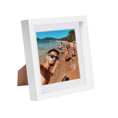 Nicola Spring 8 X 8" Photo FrameWhite Mount 3D Photo Frame Picture Frame Box Portrait Display Case & Spacer (22.5 X 22.5Cm) from B&Q