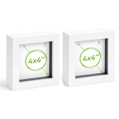 Nicola Spring 4 X 4" Photo Frames3D Photo Frame Picture Frame Box Portrait Display Case With Spacer (12.5 X 12.5Cm) X2 from B&Q