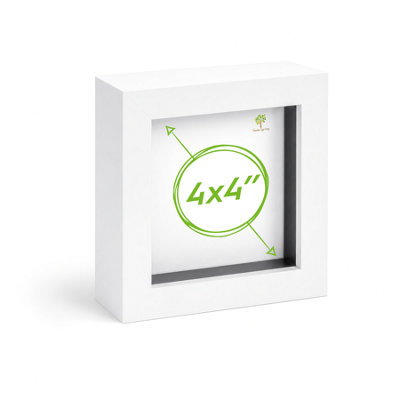 Nicola Spring 3D Box Photo Frame - 4" X 4" - White