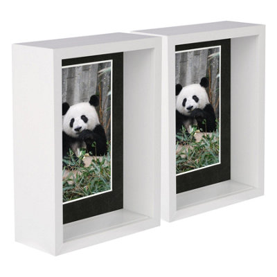 Nicola Spring 5 X 7" Deep Photo FramesWhite/black Mount3D Deep Box Picture Frame Display Case (20 X 15Cm) X2 from B&Q