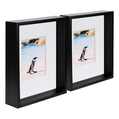 B&Q -  8 X 10" Deep Photo FramesBlack/white Mount3D Deep Box Picture Frame Display Case (4 X 6" Mount) X5