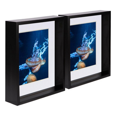 B&Q -  8 X 10" Deep Photo FramesBlack/white Mount3D Deep Box Picture Frame Display Case (5 X 7" Mount) X5