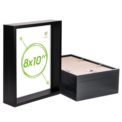 Nicola Spring Black X 10" Deep Photo Frames - 3D Deep Box Picture Frame Portrait Display Case (27.5 X 22.5Cm) - Set Of 5 Size 8