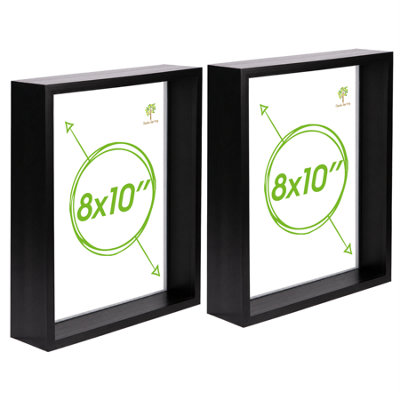 Nicola Spring Black X 10" Deep Photo Frames - 3D Deep Box Picture Frame Portrait Display Case (27.5 X 22.5Cm) - Set Of 2 Size 8